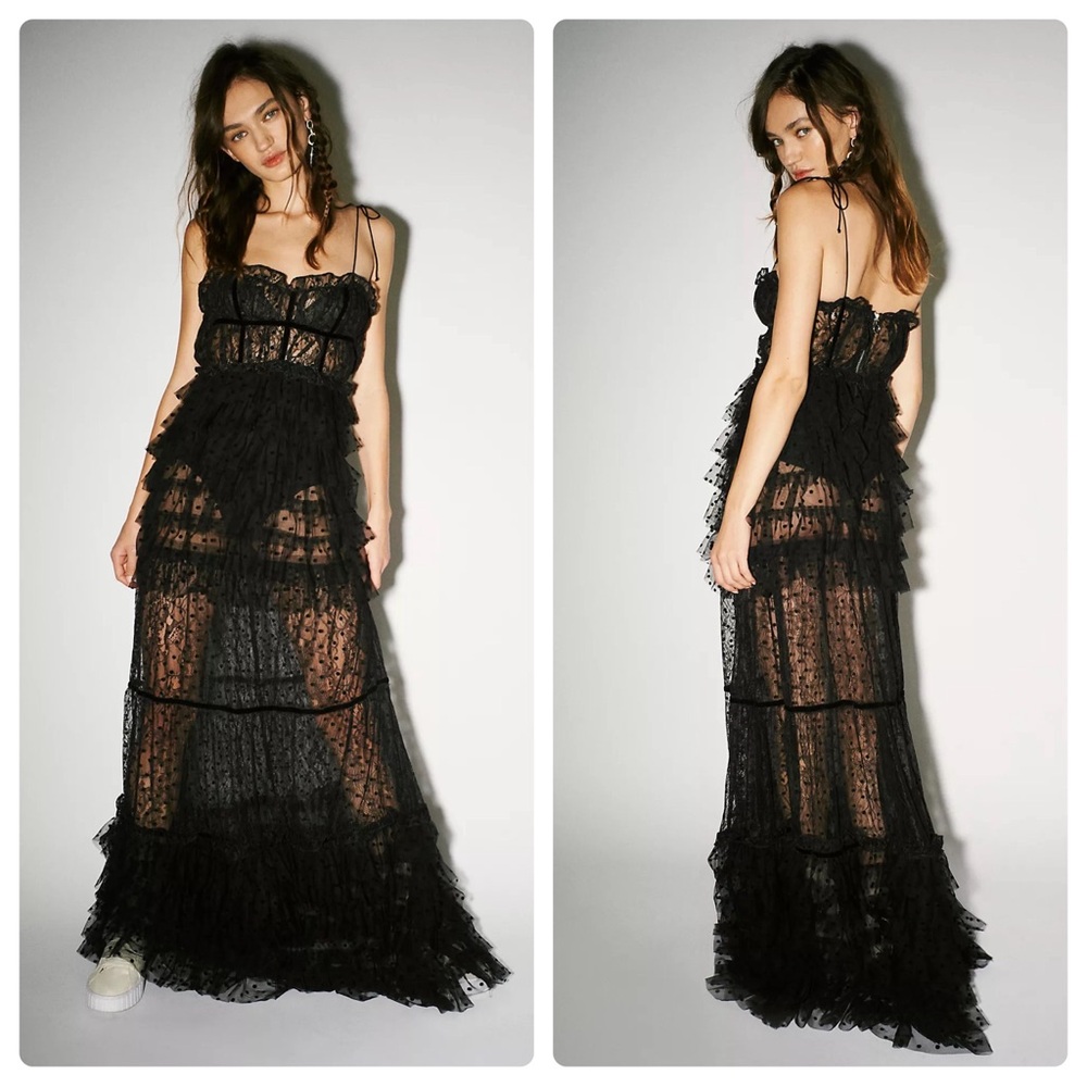For Love & Lemons Jourdan Maxi Dress Black Size Small - Picture 3 of 13